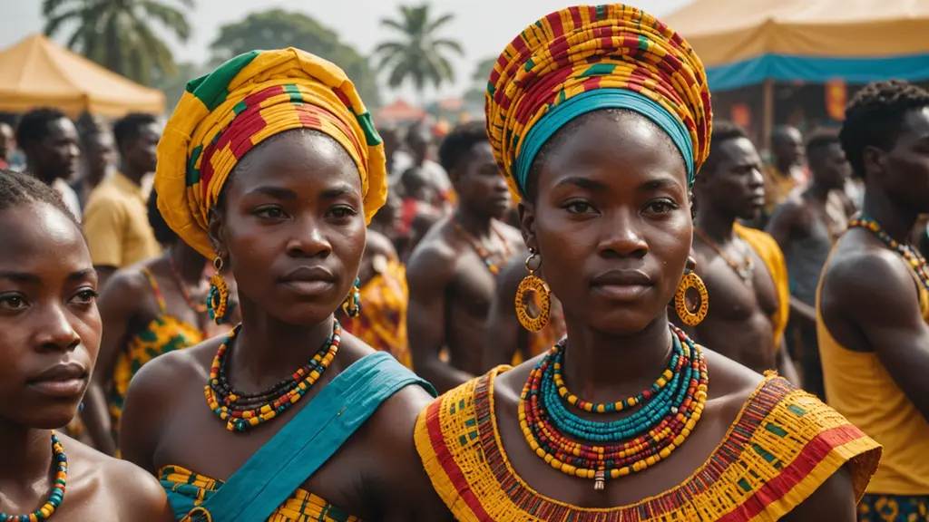 Eye-level view of a vibrant cultural festival in Ghana